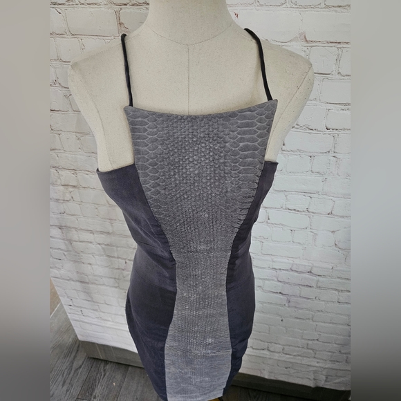 Celeb Boutique Vintage Leather Dress with Snake Contrast | Gray | Small | EUC - Picture 8 of 13